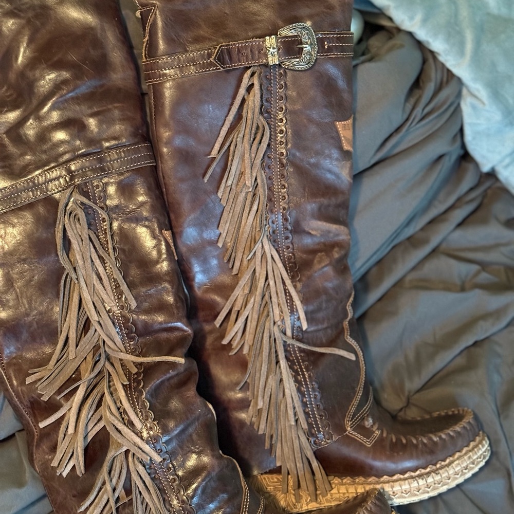 Free People Brown Over the Knee Boots